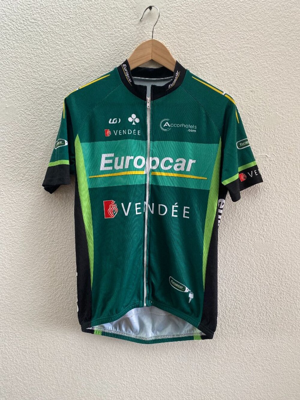 Vintage Europcar Team Cycling Jersey Large Louis Garneau 100% Polyester Full Zip